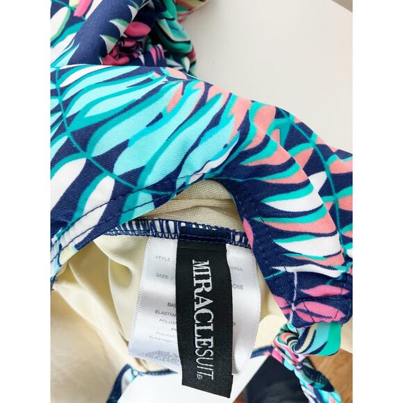 Miraclesuit Womens Amici One Piece Breezy Palm Slimming Swimsuit Teal Pink 12 - Picture 8 of 8